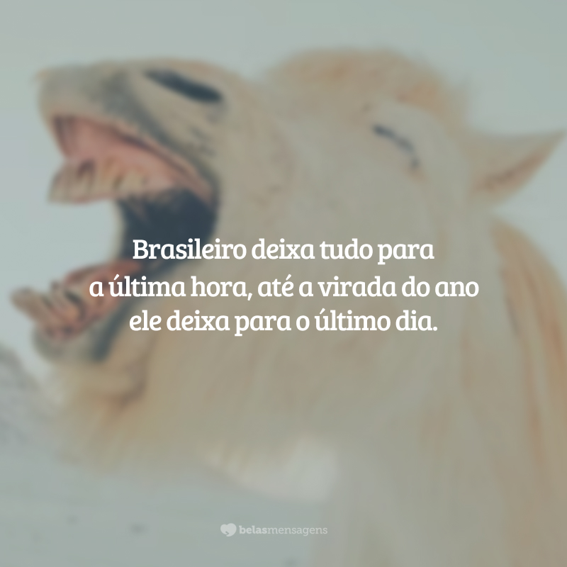 Brasileiro deixa tudo para a última hora, até a virada do ano ele deixa para o último dia.