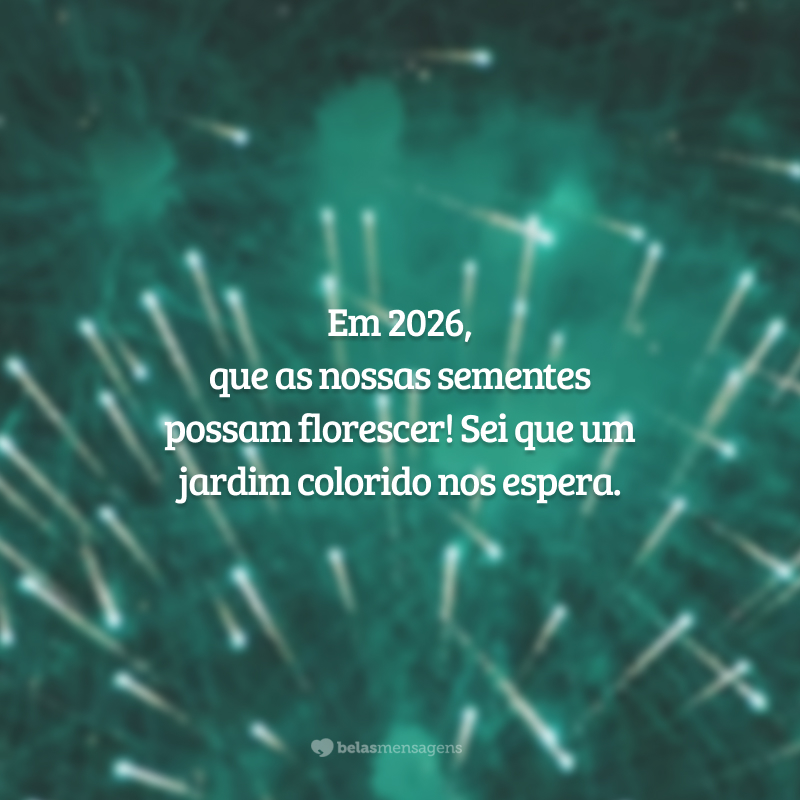 Em 2026, que as nossas sementes possam florescer! Sei que um jardim colorido nos espera.
