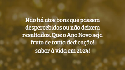 Não há atos bons que passem despercebidos ou não deixem resultados. Que o Ano Novo seja fruto de tanta dedicação!