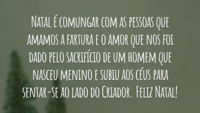 Natal é comungar com as pessoas que amamos a fartura e o amor que nos foi dado pelo sacrifício de um homem que nasceu menino e subiu aos céus para sentar-se ao lado do Criador. Feliz Natal!
