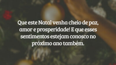 Que este Natal venha cheio de paz, amor e prosperidade! E que esses sentimentos estejam conosco no próximo ano também.