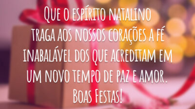 Que o espírito natalino traga aos nossos corações a fé inabalável dos que acreditam em um novo tempo de paz e amor. Boas Festas!