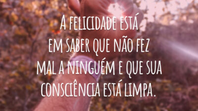 A felicidade está em saber que não fez mal a ninguém e que sua consciência está limpa.