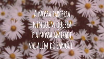 A nossa parceria ninguém quebra e a nossa amizade vai além do sangue.