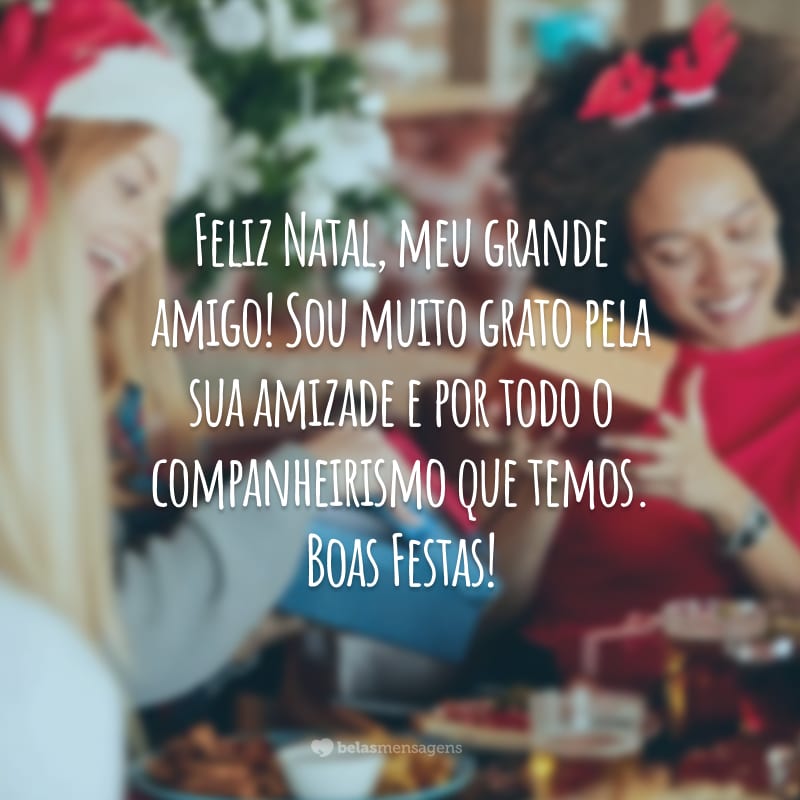 Feliz Natal, meu grande amigo! Sou muito grato pela sua amizade e por todo o companheirismo que temos. Boas Festas!