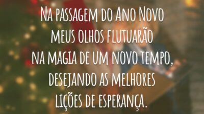Na passagem do Ano Novo meus olhos flutuarão na magia de um novo tempo, desejando as melhores lições de esperança.