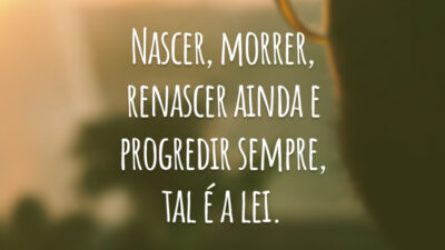 Nascer, morrer, renascer ainda e progredir sempre, tal é a lei.