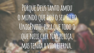 Porque Deus tanto amou o mundo que deu o seu Filho Unigênito, para que todo o que nele crer não pereça, mas tenha a vida eterna.
