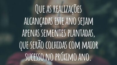 Que as realizações alcançadas este ano sejam apenas sementes plantadas, que serão colhidas com maior sucesso no próximo ano.