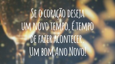 Se o coração deseja um novo tempo, é tempo de fazer acontecer. Um bom Ano Novo!