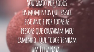 Sou grato por todos os momentos que passei esse ano e por todas as pessoas que cruzaram meu caminho. Que todos tenham um Feliz Natal!