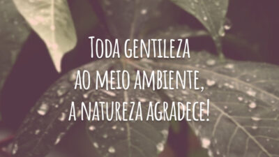 Toda gentileza ao meio ambiente, a natureza agradece!
