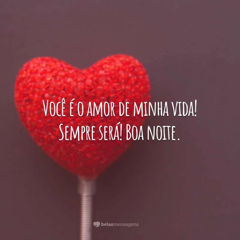 Você é o amor de minha vida! Sempre será! Boa noite.