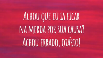 Achou que eu ia ficar na merda por sua causa? Achou errado, otário!
