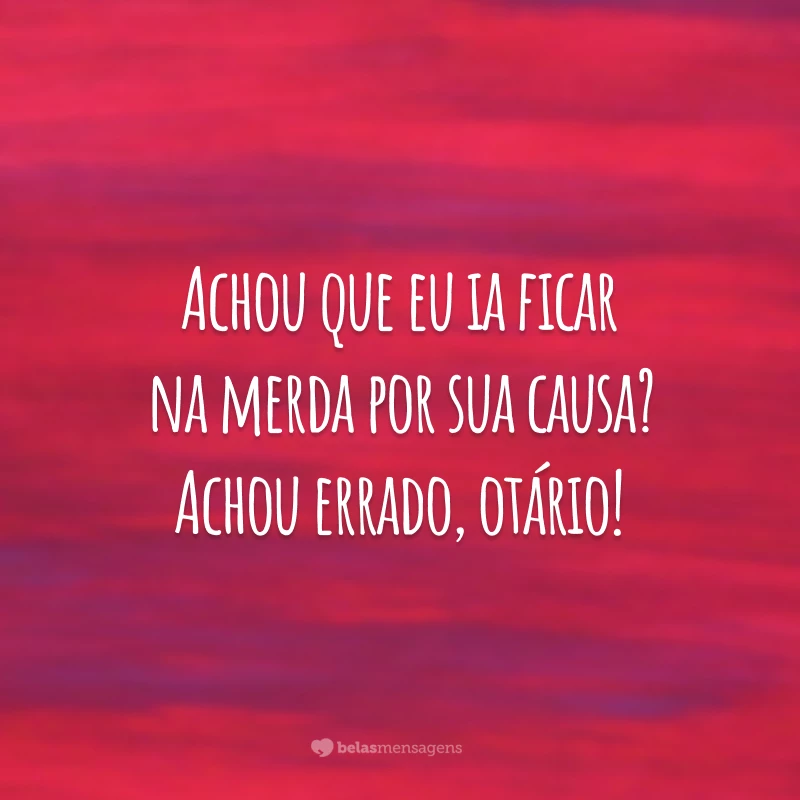 Achou que eu ia ficar na merda por sua causa? Achou errado, otário!