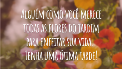 Alguém como você merece todas as flores do jardim para enfeitar sua vida. Tenha uma ótima tarde!