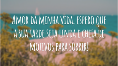 Amor da minha vida, espero que a sua tarde seja linda e cheia de motivos para sorrir!