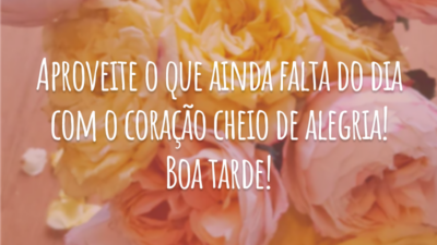 Aproveite o que ainda falta do dia com o coração cheio de alegria! Boa tarde!