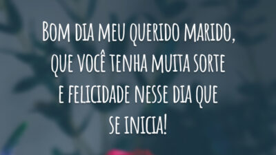 Bom dia meu querido marido, que você tenha muita sorte e felicidade nesse dia que se inicia!