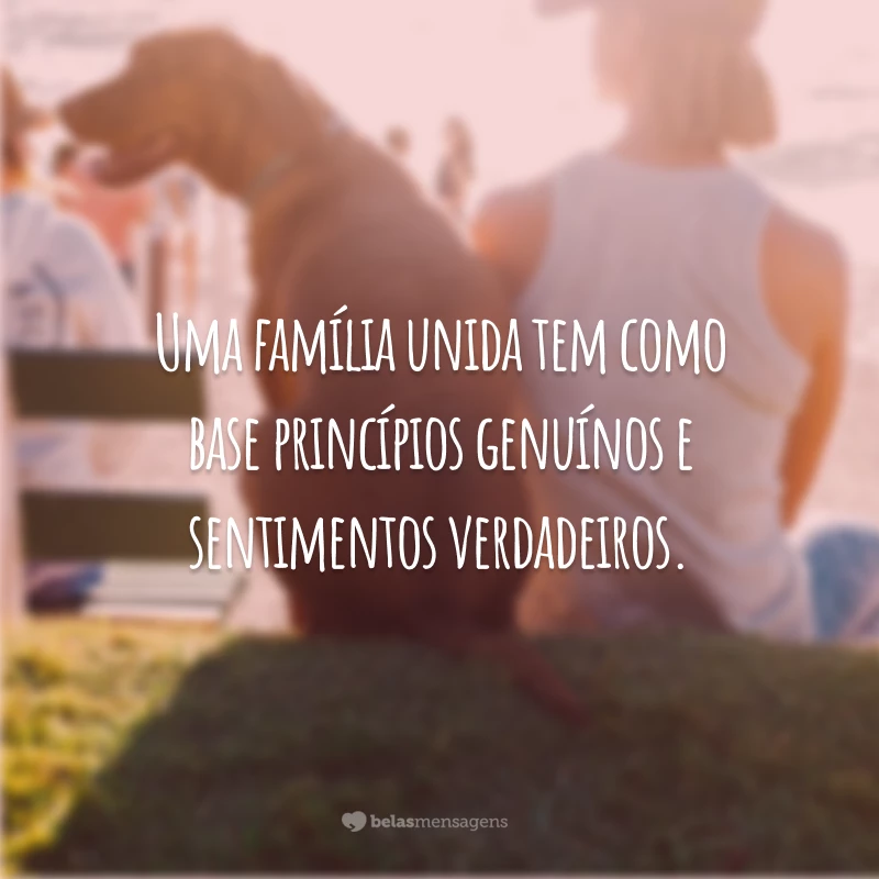 Uma família unida tem como base princípios genuínos e sentimentos verdadeiros.