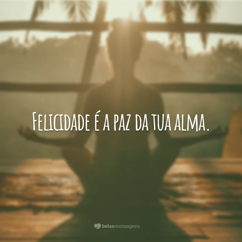 Felicidade é a paz da tua alma.