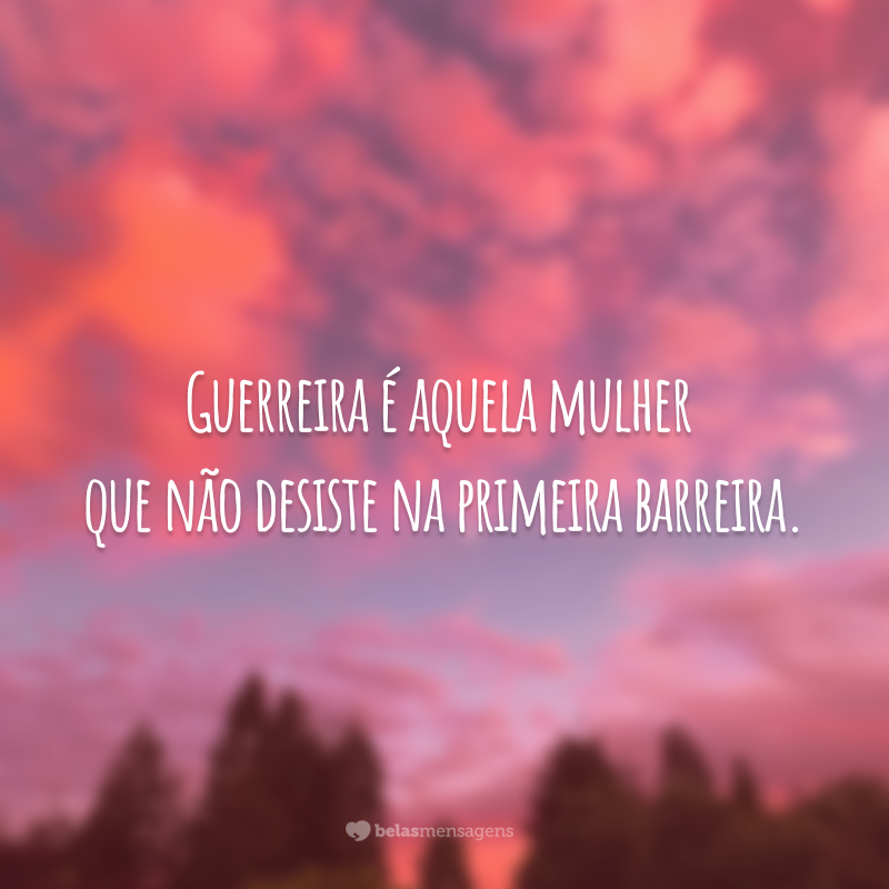 Guerreira é aquela mulher que não desiste na primeira barreira.