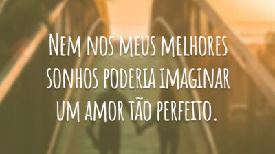 Nem nos meus melhores sonhos poderia imaginar um amor tão perfeito.