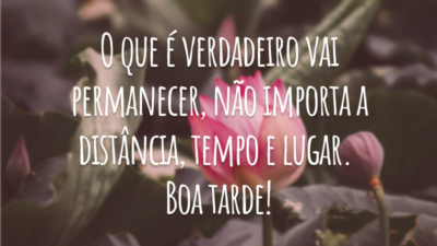 O que é verdadeiro vai permanecer, não importa a distância, tempo e lugar. Boa tarde!