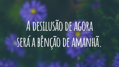 A desilusão de agora será a bênção de amanhã.