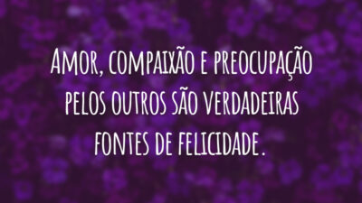 Amor, compaixão e preocupação pelos outros são verdadeiras fontes de felicidade.
