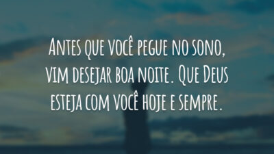 Antes que você pegue no sono, vim desejar boa noite. Que Deus esteja com você hoje e sempre.