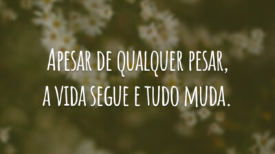 Apesar de qualquer pesar, a vida segue e tudo muda.