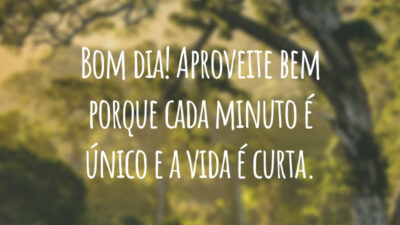 Bom dia! Aproveite bem porque cada minuto é único e a vida é curta.