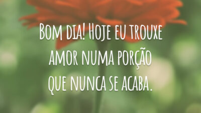 Bom dia! Hoje eu trouxe amor numa porção que nunca se acaba.