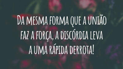 Da mesma forma que a união faz a força, a discórdia leva a uma rápida derrota!