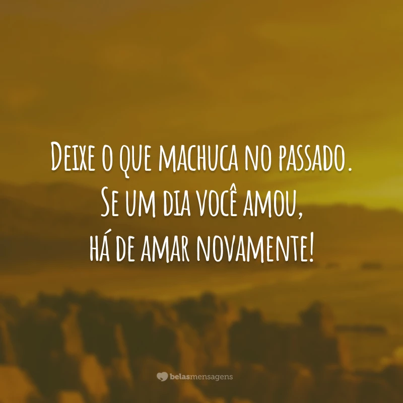 Deixe o que machuca no passado. Se um dia você amou, há de amar novamente!