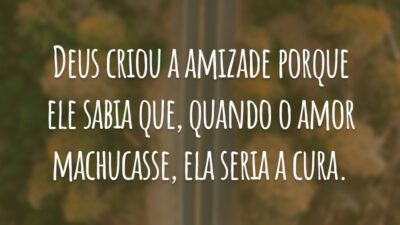 Deus criou a amizade porque ele sabia que, quando o amor machucasse, ela seria a cura.