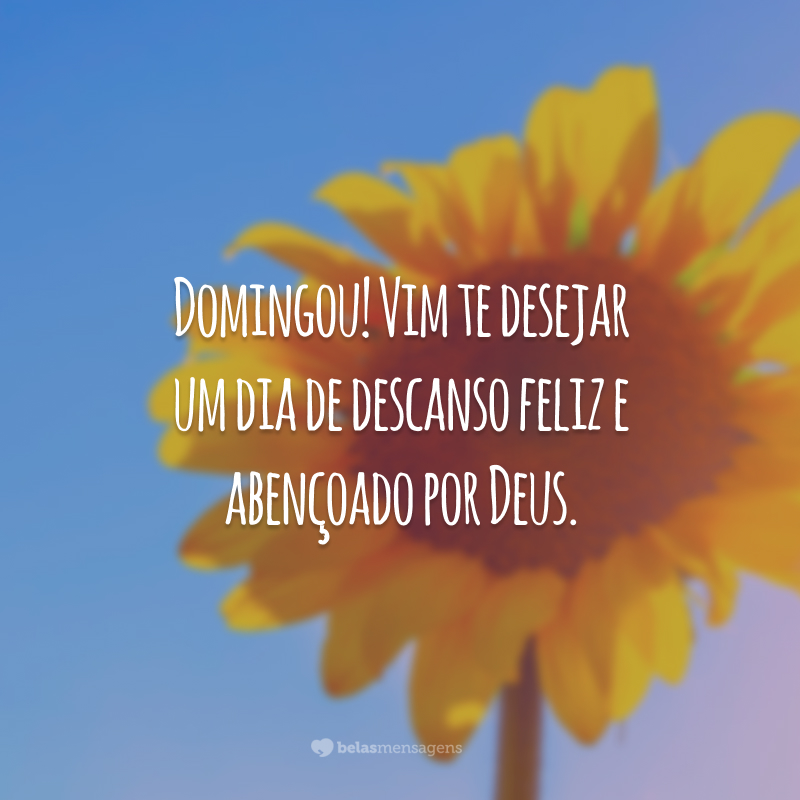 Domingou! Vim te desejar um dia de descanso feliz e abençoado por Deus.