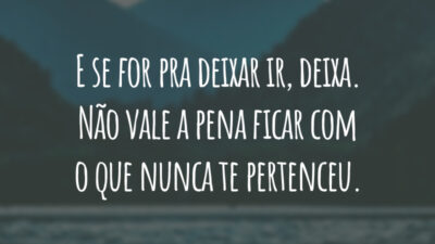 E se for pra deixar ir, deixa. Não vale a pena ficar com o que nunca te pertenceu.