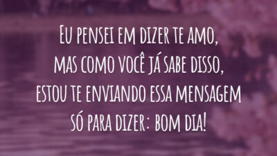 Eu pensei em dizer te amo, mas como você já sabe disso, estou te enviando essa mensagem só para dizer: bom dia!