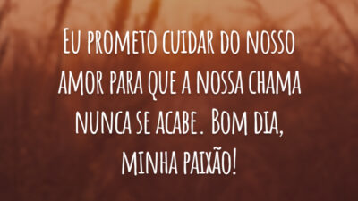 Eu prometo cuidar do nosso amor para que a nossa chama nunca se acabe. Bom dia, minha paixão!