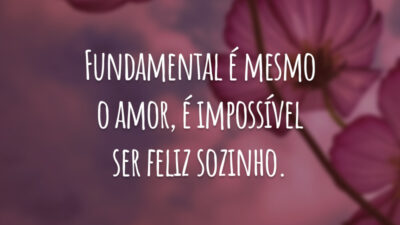Fundamental é mesmo o amor, é impossível ser feliz sozinho.