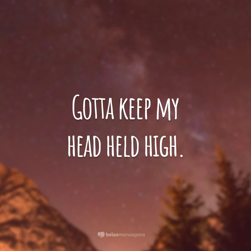 Gotta keep my head held high. 
(Tenho que manter minha cabeça erguida.)