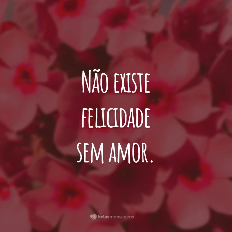 Não existe felicidade sem amor.