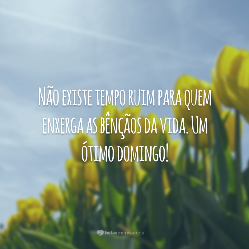 Não existe tempo ruim para quem enxerga as bênçãos da vida. Um ótimo domingo!