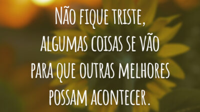 Não fique triste, algumas coisas se vão para que outras melhores possam acontecer.