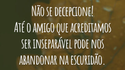 Não se decepcione! Até o amigo que acreditamos ser inseparável pode nos abandonar na escuridão.