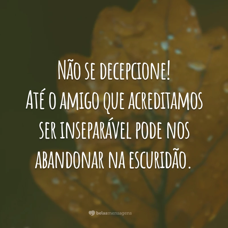 Não se decepcione! Até o amigo que acreditamos ser inseparável pode nos abandonar na escuridão.