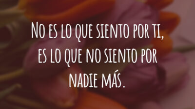 No es lo que siento por ti, es lo que no siento por nadie más. (Não é o que sinto por você, é o que não sinto por mais ninguém.)