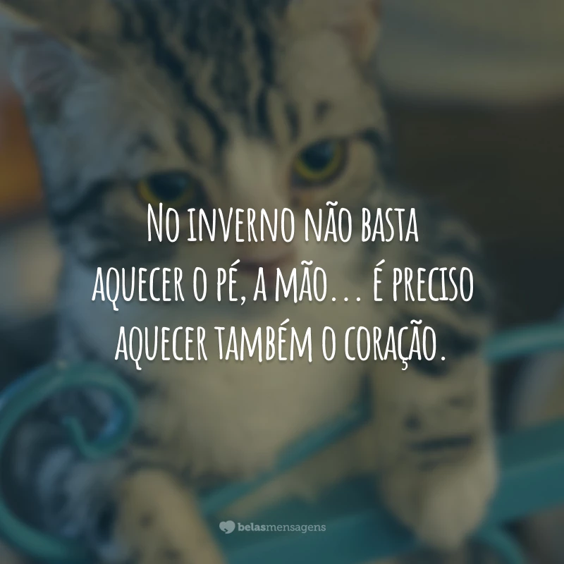 No inverno não basta aquecer o pé, a mão... é preciso aquecer também o coração.